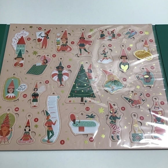 NEW Elf Advent Calendar 24 Pop Out Ornaments Cord Tis the Season for Elf-Care - Picture 2 of 11